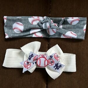 Baseball Themed Baby Girl Elastic Headband